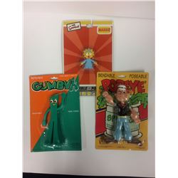 Vintage Bendable Poseable Action Figure LOT (GUMBY, POPEYE, MAGGIE)