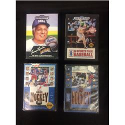 SEGA VIDEO GAME LOT (LASORDA BASEBALL, HOCKEY 93, SPORTS TALK BASEBALL, HOCKEY)