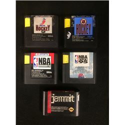 SEGA VIDEO GAME LOT (HOCKEY 93, NBA 94, NBA 95, HOCKEY, JAMMIT)