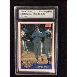 1991 SCORE #3 MINT-PQ (9PQ) MICKEY MANTLE (HOF) 1E32343