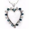 Image 1 : Blue & White Diamond 1.50 ct Soild Gold Heart Pendant