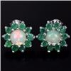 Image 1 : Natural Opal & Green Emerald Earrings