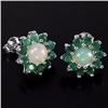 Image 2 : Natural Opal & Green Emerald Earrings