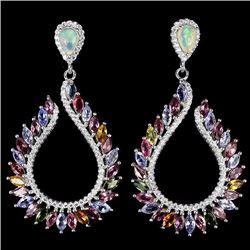 Natural Opal Tanzanite & Tourmaline Earrings