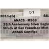 Image 3 : 2011 (S) AMERICAN SILVER EAGLE ANACS MS69