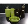 Image 1 : Group of bathroom accessories Soap dispenser, cups, soap dish