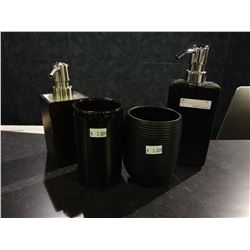 Group of bathroom accessories Soap dispenser, cup