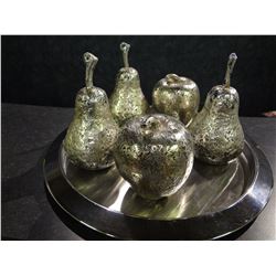 Lot of decorative fruit and serving tray