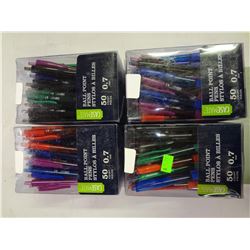 Lot of 4 Boxes of Pens 50 pens in each box