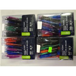 Lot of 4 Boxes of Pens 50 pens in each box