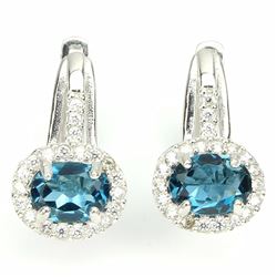 Natural London Blue Topaz 26 Carats Earrings