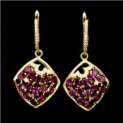 NATURAL PINK RASPBERRY RHODOLITE GARNET EARRINGS