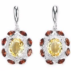 NATURAL YELLOW CITRINE & GARNET Earring