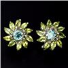 Image 1 : Natural Seafoam Blue Zircon Peridot 56.45 Carats Earrings