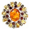Image 1 : Natural AMBER GARNET CITRINE & SMOKY QUARTZ  Ring