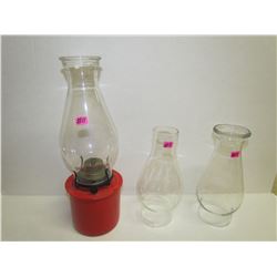 Metal Lamp + 3 glass chimneys