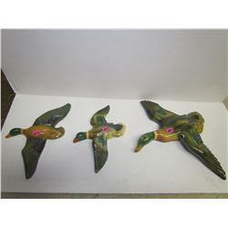 3 piece Chalkware Ducks