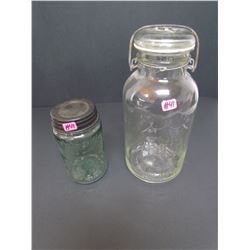 Perfect Seae wide mouth adjustable Jar "ERROR JAR"  and  Reproduction Masons Patent 1858 Pt. Jar