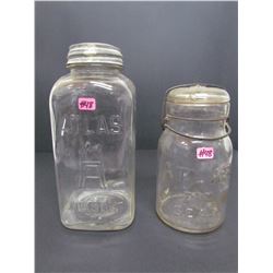 2 Atlas Jars Clear ( 1 ez seal 1 mason)