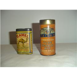 2 1940's tire patch repair kits Camel and Falcon