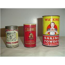 3 nice old baking powder tins