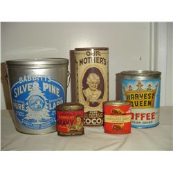 5 nice old kitchen tins lard ,coffee etc.