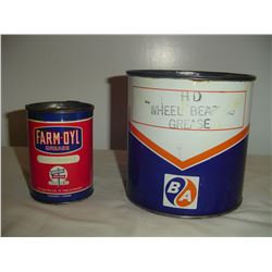 B.A. 5lb grease and Farm-oyl 1 lb grease tins