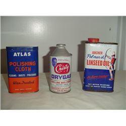 3 different service station tins Atlas,Cristy and Archer