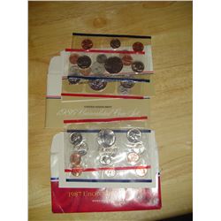 1986 +87 uncirculated US coin sets both P+D mints