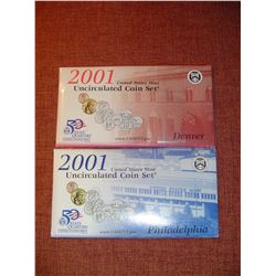 2001 US uncirculated coin set P+D mints with quarters