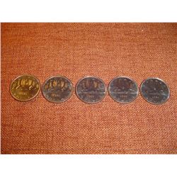 5 1980 canadian silver dollars