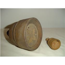 2 round wooden butter presses lge. and sm.