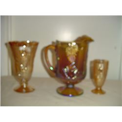 3 pieces depression and carnival glass