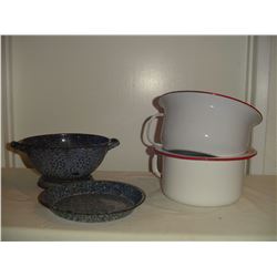 4 pieces assorted graniteware