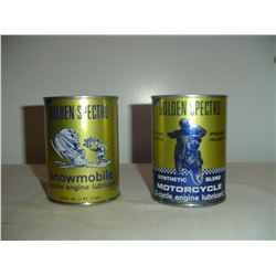 2 Golden Spectro oil tins motorcycle and snowmobile