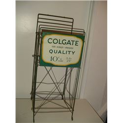 old country store colgate soap display stand with sign
