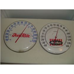 2-12 inch round feed advertising thermometers