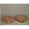 Image 1 : 2 pieces pink depression glass cake plate and serving bowl