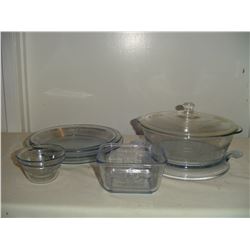 9 pieces clear glass patterned fire king