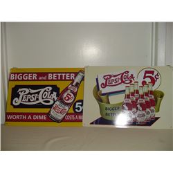 2 tin pepsi signs