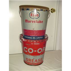 2-25lb co-op and marvelube grease pails