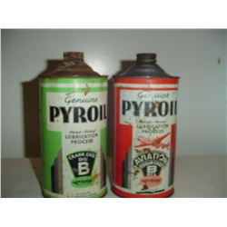 2-1 quart pyroil oil tins 1 aviation