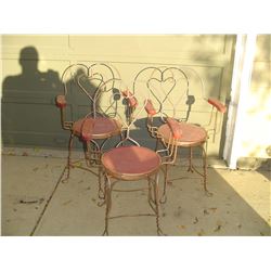 3 ,wire ice cream parlor chairs with arms