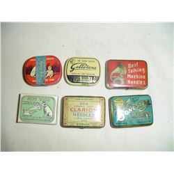 collection 6 phonograph needle tins