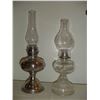Image 1 : 2 coal-oil lamps ,1 metal and 1,glass