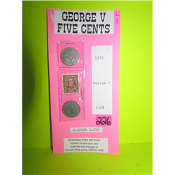 George V 5cent- 1923 (two scsrcer dates)