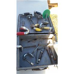 6 Vintage Curling Rock handles+ parts+suitcase