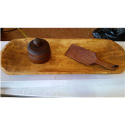 Wooden Butter Dish, Butter Paddle+ Round Butter Press (original)