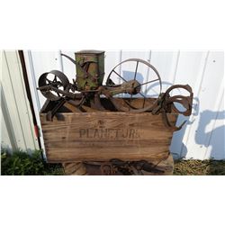 Planet Jr Seeder Original paint and shipping crate