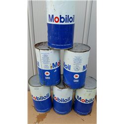 6- 1 qt Mobiloil tins with horse